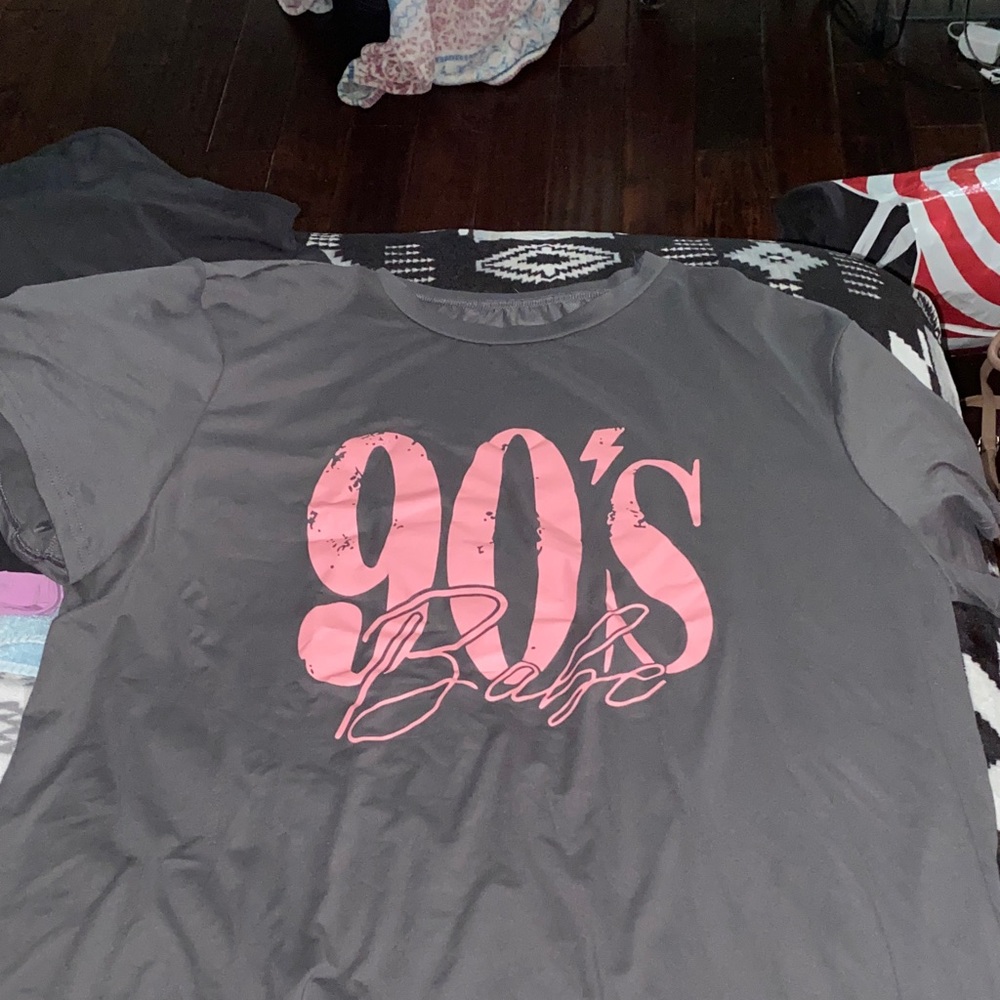 SHEIN Gray '90s Babe' Short Sleeve Tee